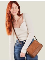 Accessorize Brown Suedette Classic Cross-Body Bag - Image 2 of 4