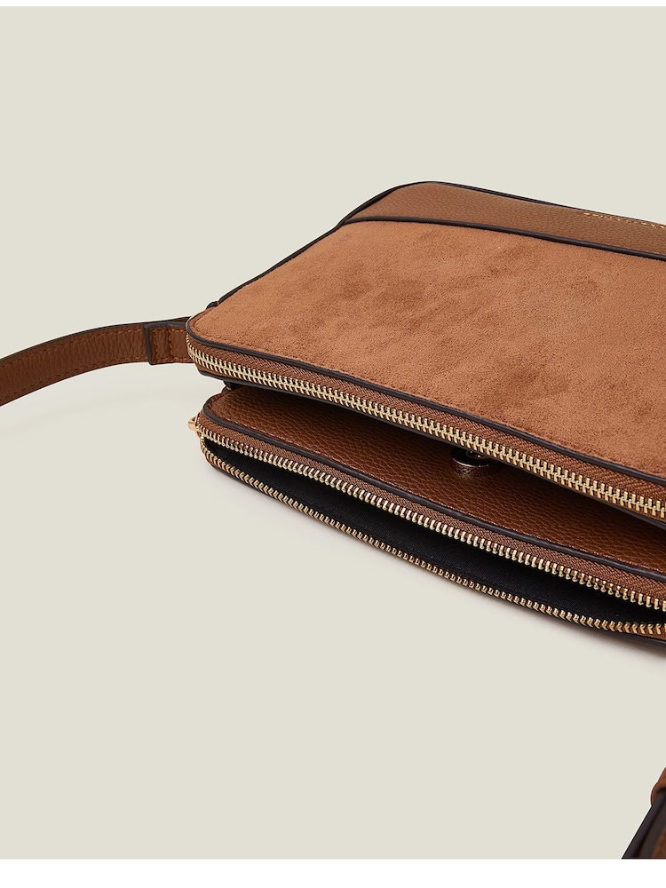 Accessorize Brown Suedette Classic Cross-Body Bag - Image 4 of 4