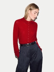 Jigsaw Red Merino Cashmere Cardigan - Image 1 of 5