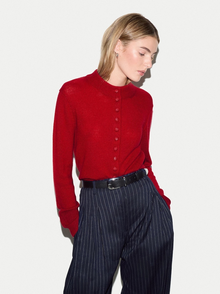 Jigsaw Red Merino Cashmere Cardigan - Image 1 of 5 Jigsaw Red Merino Cashmere Cardigan - Image 1 of 5