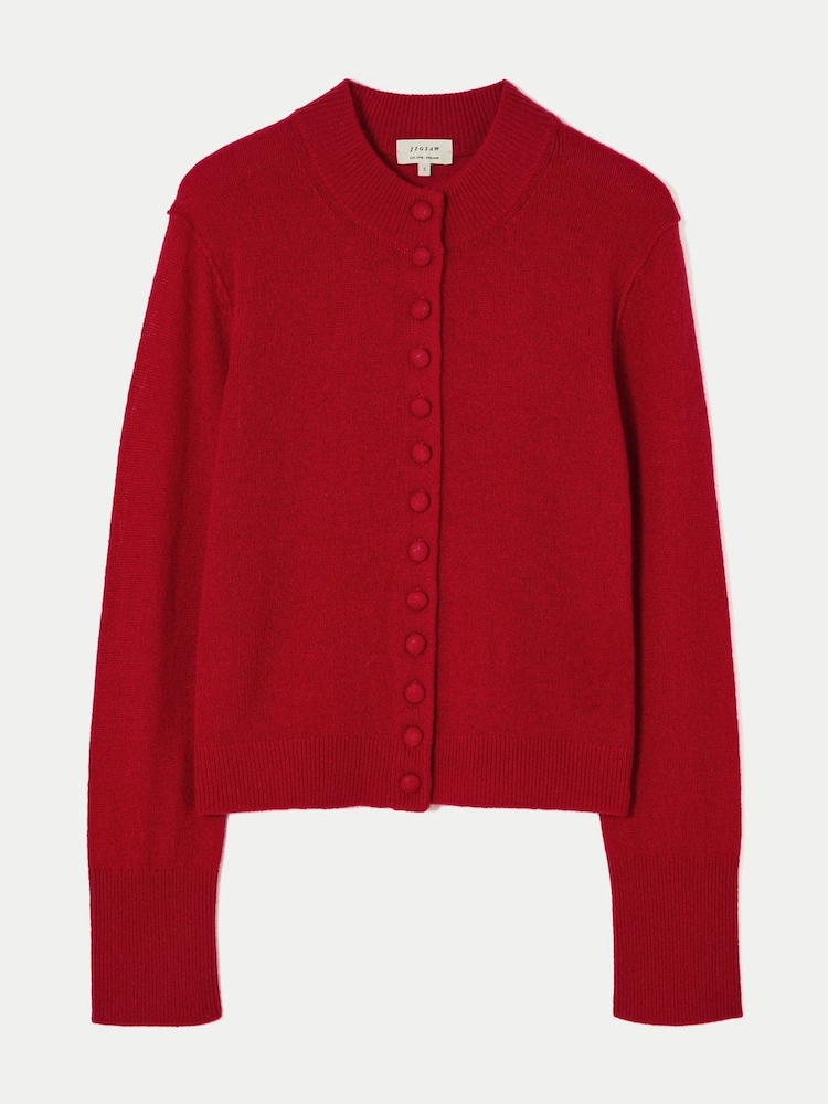 Jigsaw Red Merino Cashmere Cardigan - Image 5 of 5 Jigsaw Red Merino Cashmere Cardigan - Image 5 of 5