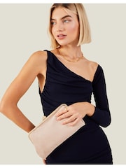 Accessorize Pink Suedette Clip Frame Clutch Bag - Image 2 of 4