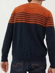 FatFace Orange Braunton Stripe Crew Jumper - Image 2 of 4