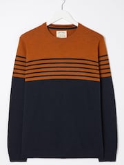 FatFace Orange Braunton Stripe Crew Jumper - Image 4 of 4