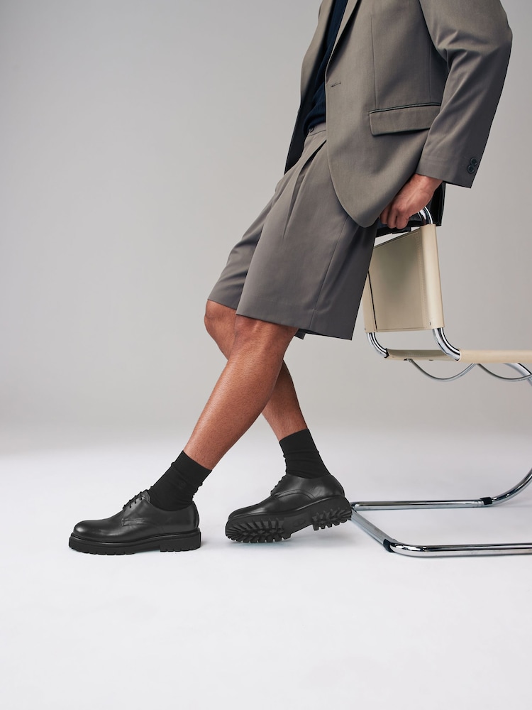 Black EDIT Leather Cleated Derby Shoes - Image 1 of 1