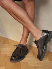 Brown EDIT Cleated Leather Apron Toe Shoes - Image 1 of 6