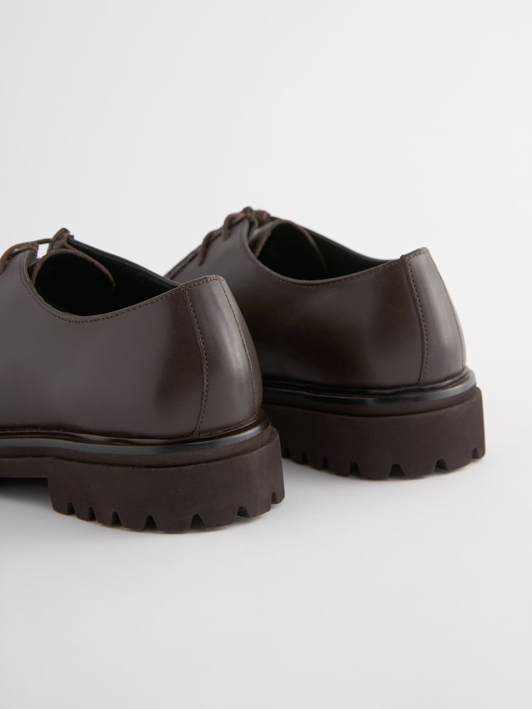 Brown EDIT Cleated Leather Apron Toe Shoes - Image 6 of 6
