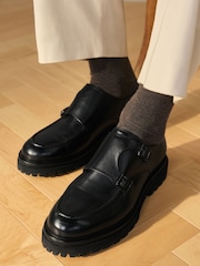 Black EDIT Cleated Leather Monk Shoes - Image 1 of 6