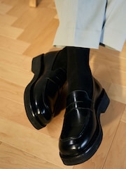 Black EDIT Chunky Leather Loafers - Image 1 of 8