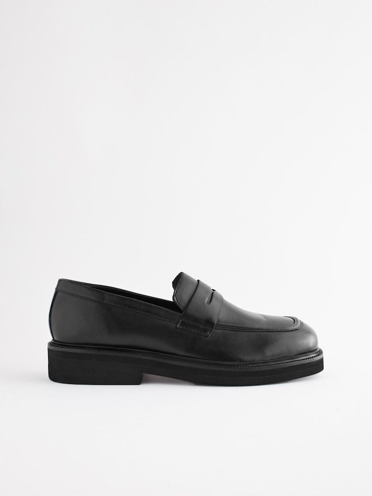 Black EDIT Chunky Leather Loafers - Image 4 of 8
