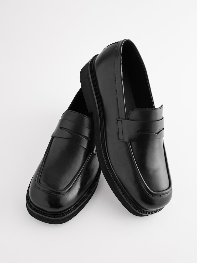 Black EDIT Chunky Leather Loafers - Image 5 of 8