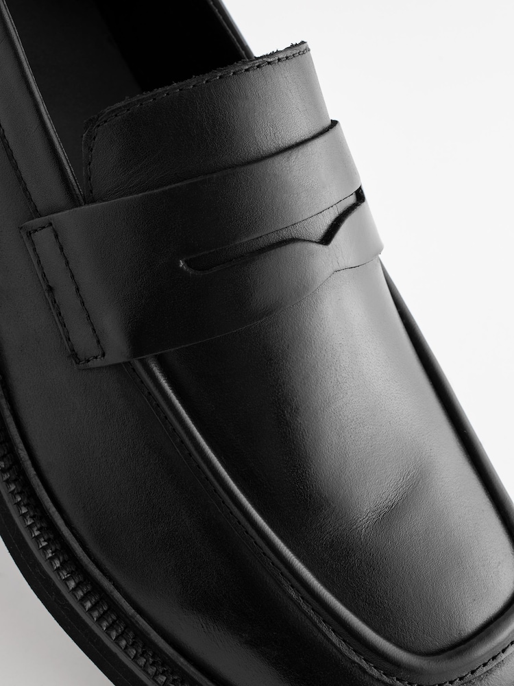 Black EDIT Chunky Leather Loafers - Image 6 of 8