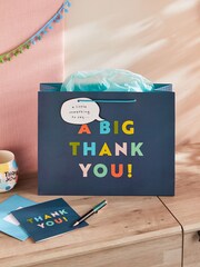 Blue Thank You Teacher Gift Bag and Card Set - Image 1 of 3