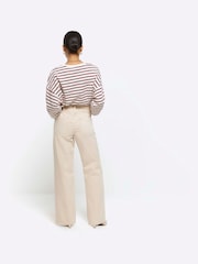 River Island Cream Petite High Rise Relaxed Straight Leg Jeans - Image 2 of 4