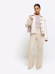 River Island Cream Petite High Rise Relaxed Straight Leg Jeans - Image 3 of 4