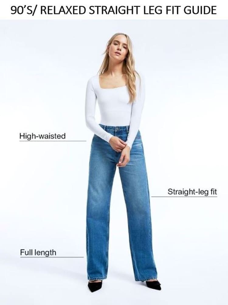 River Island Blue Petite Straight Fit 100% Cotton High Rise Relaxed Jeans - Image 5 of 5