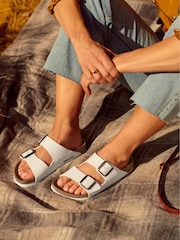 Birkenstock White Arizona Birko Flor Sandals - Image 1 of 5