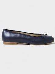 Crew Clothing Blue Leather Ballerina Bow Pumps - Image 2 of 5