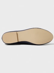 Crew Clothing Blue Leather Ballerina Bow Pumps - Image 3 of 5