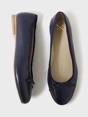 Crew Clothing Blue Leather Ballerina Bow Pumps - Image 4 of 5