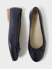 Crew Clothing Blue Leather Ballerina Bow Pumps - Image 5 of 5
