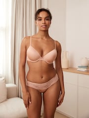 Rose Pink Pad Plunge Lace Bra - Image 1 of 7