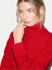 Jigsaw Red Wool Cashmere Turtle Jumper - Image 2 of 5
