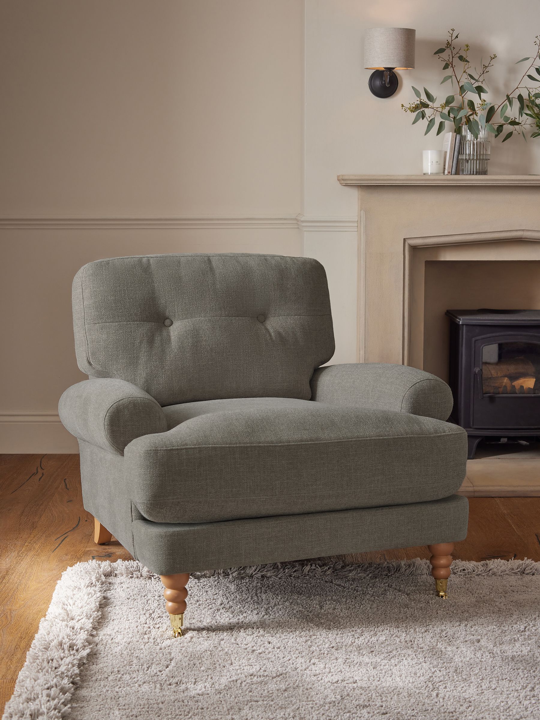 Buy Brushed Weave Light Warm Grey Delia Grande Accent Chair from the ...