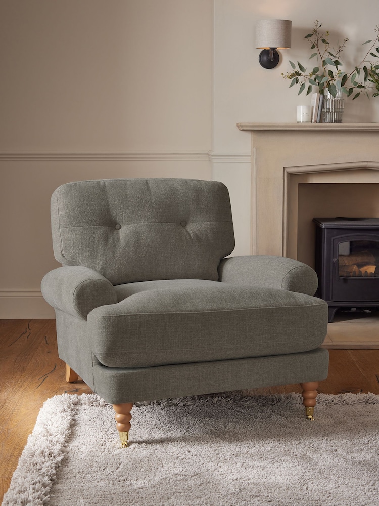 Brushed Weave Light Warm Grey Delia Grande Accent Chair - Image 1 of 1
