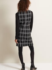Phase Eight Gemma Checked Pinafore Black Mini Dress - Image 2 of 5