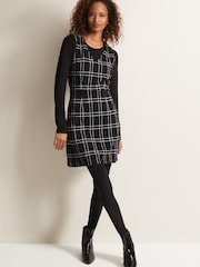 Phase Eight Gemma Checked Pinafore Black Mini Dress - Image 3 of 5