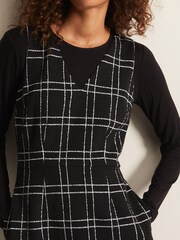 Phase Eight Gemma Checked Pinafore Black Mini Dress - Image 4 of 5