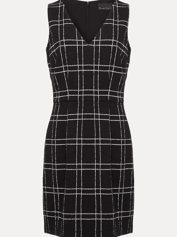 Phase Eight Gemma Checked Pinafore Black Mini Dress - Image 5 of 5