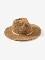 Mint Velvet Brown Woven Panama Hat - Image 1 of 3