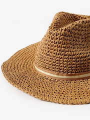 Mint Velvet Brown Woven Panama Hat - Image 3 of 3