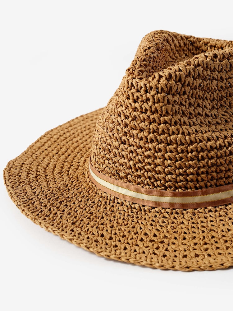 Mint Velvet Brown Woven Panama Hat - Image 3 of 3 Mint Velvet Brown Woven Panama Hat - Image 3 of 3