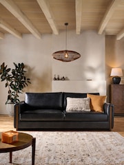 Distressed Faux Leather Black Selena 3 Seater Sofa - Image 1 of 9