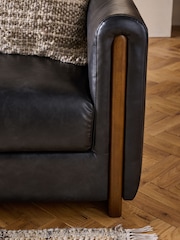 Distressed Faux Leather Black Selena 3 Seater Sofa - Image 2 of 9