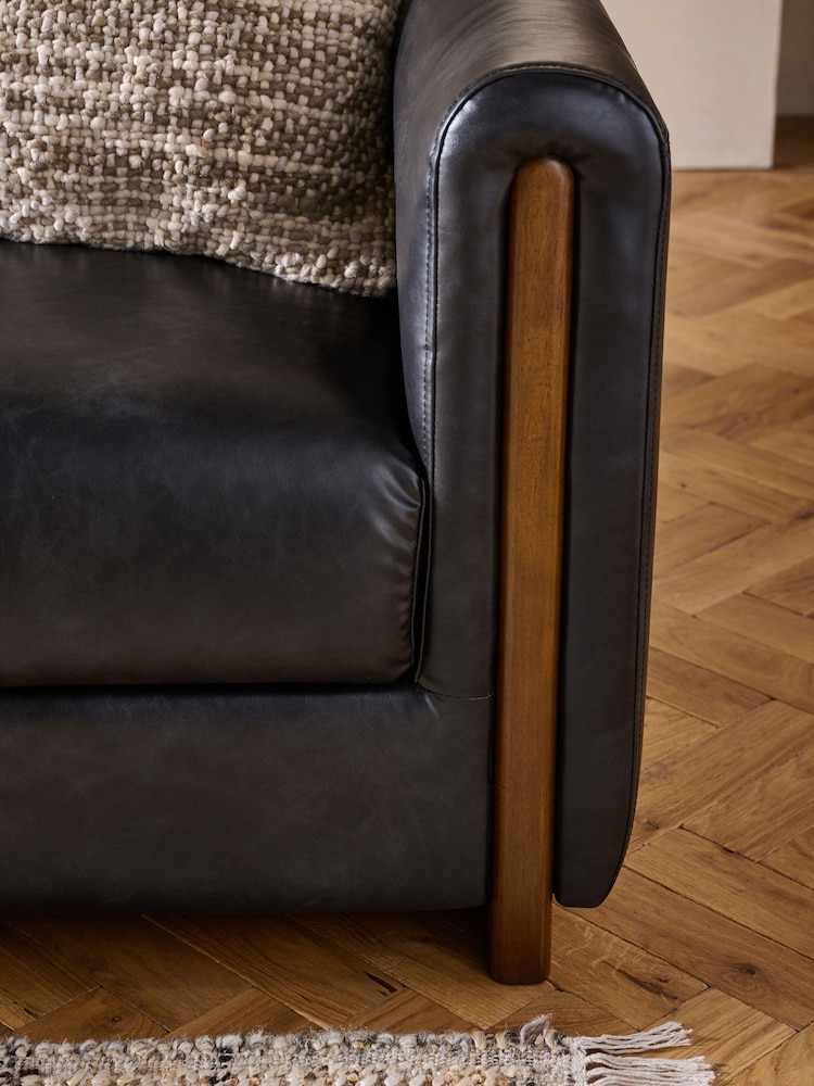 Distressed Faux Leather Black Selena 3 Seater Sofa - Image 2 of 9