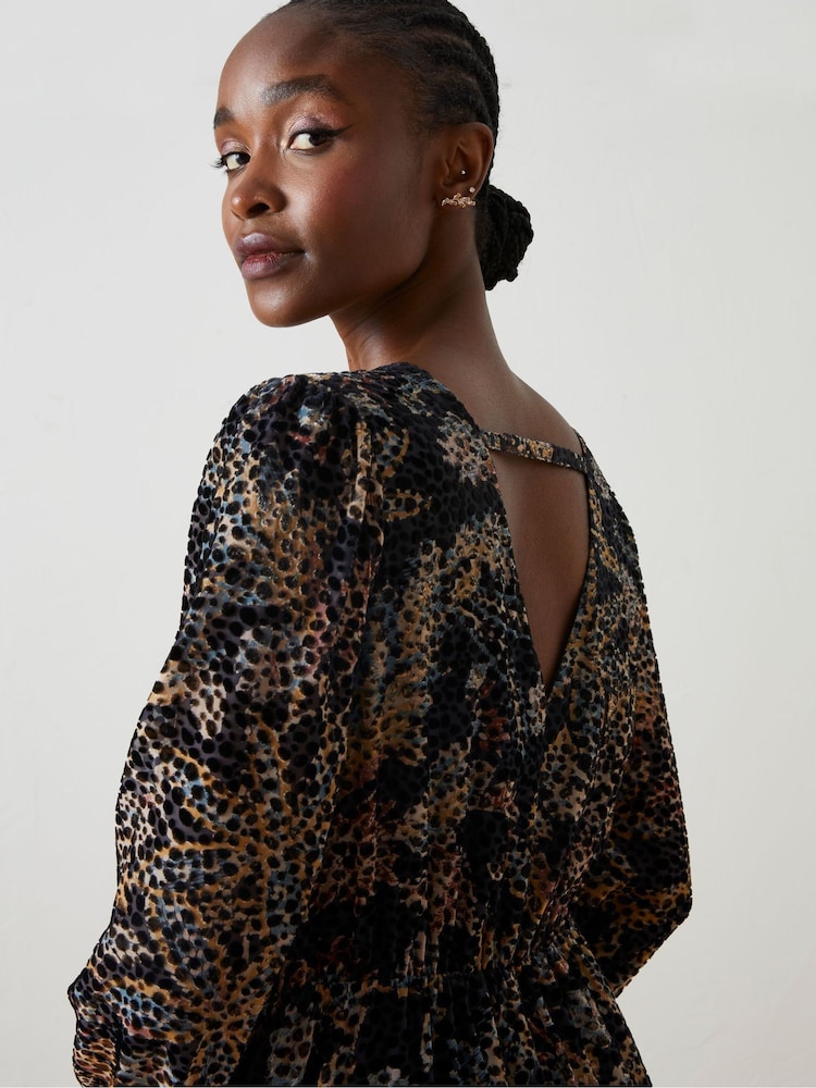 FatFace Black Victoria Floral Devore Midi Dress - Image 6 of 7