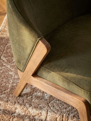 Bronx Frame, Fine Chenille Moss Green Turner Wooden Accent Chair - Image 2 of 10