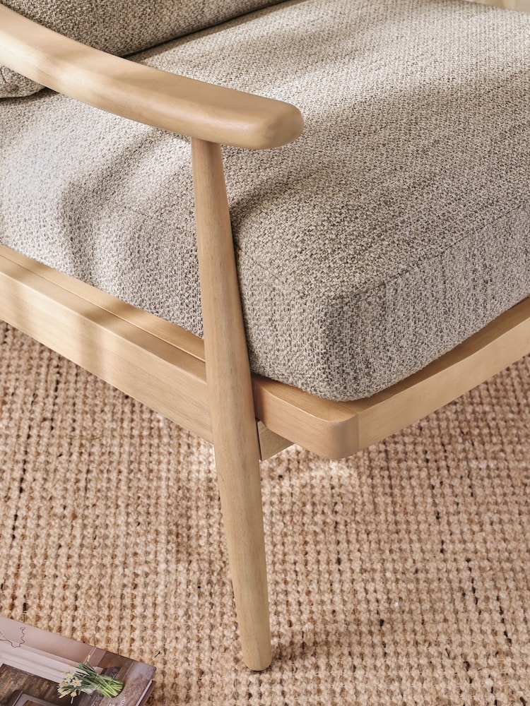 Tweedy Weave Dove Grey, Light Oak Effect Frame Hampton Wooden Accent Chair - Image 2 of 9