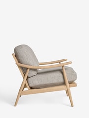 Tweedy Weave Dove Grey, Light Oak Effect Frame Hampton Wooden Accent Chair - Image 4 of 9