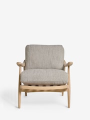 Tweedy Weave Dove Grey, Light Oak Effect Frame Hampton Wooden Accent Chair - Image 5 of 9