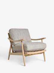 Tweedy Weave Dove Grey, Light Oak Effect Frame Hampton Wooden Accent Chair - Image 6 of 9