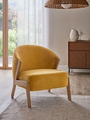 Bronx Frame, Fine Chenille Ochre Yellow Turner Wooden Accent Chair - Image 1 of 10