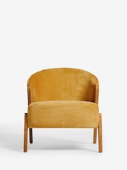 Bronx Frame, Fine Chenille Ochre Yellow Turner Wooden Accent Chair - Image 3 of 10