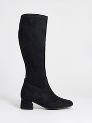 JD Williams Black Wide Fit Block Heel Stretch Knee High Boots - Image 2 of 4
