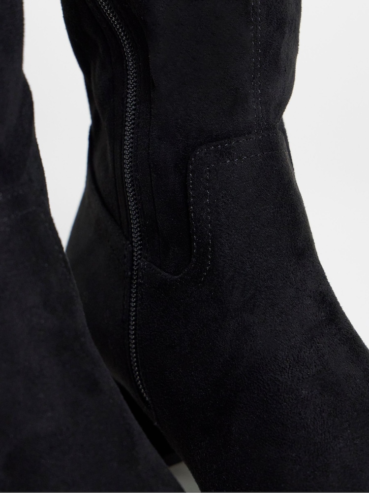 JD Williams Black Wide Fit Block Heel Stretch Knee High Boots - Image 4 of 4 JD Williams Black Wide Fit Block Heel Stretch Knee High Boots - Image 4 of 4