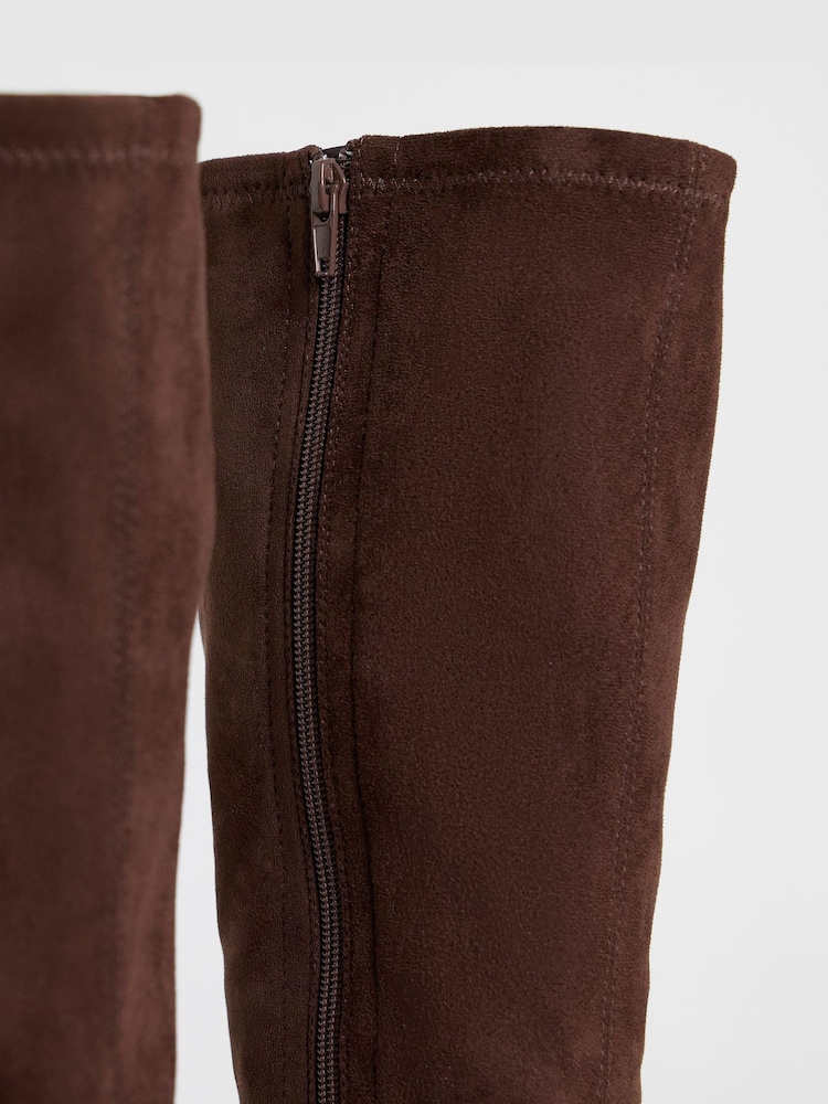 JD Williams Brown Standard Fit Pointed Block Heel Stretch Knee High Boots - Image 4 of 4 JD Williams Brown Standard Fit Pointed Block Heel Stretch Knee High Boots - Image 4 of 4